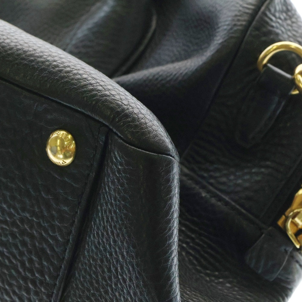 PRADA(プラダ) 2WAYバック ハンドバッグ ショルダーバッグ ブラック レザー ゴールド金具