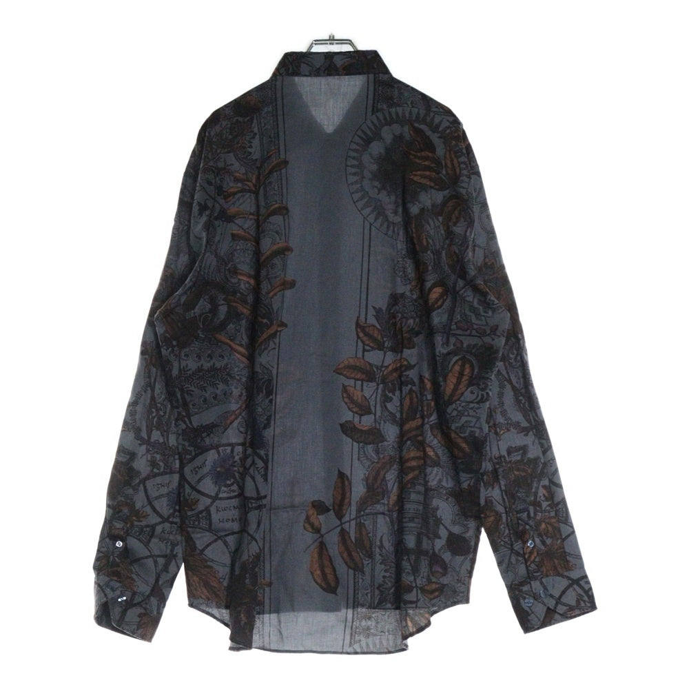 ETRO(エトロ) ペイズリー リーフ 総柄プリント 比翼ボタン コットン ロングスリーブ 長袖シャツ グレー 192-1K819-5787