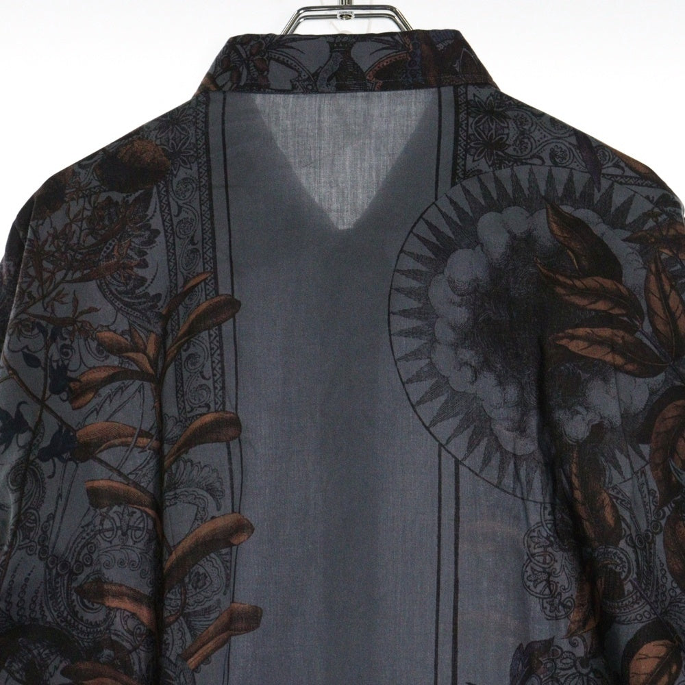 ETRO(エトロ) ペイズリー リーフ 総柄プリント 比翼ボタン コットン ロングスリーブ 長袖シャツ グレー 192-1K819-5787