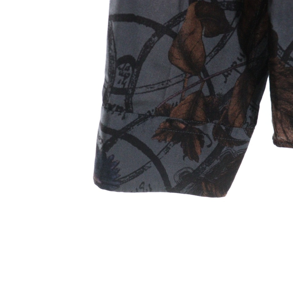 ETRO(エトロ) ペイズリー リーフ 総柄プリント 比翼ボタン コットン ロングスリーブ 長袖シャツ グレー 192-1K819-5787