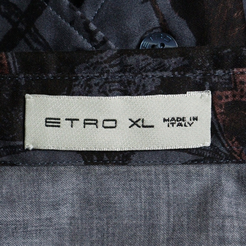 ETRO(エトロ) ペイズリー リーフ 総柄プリント 比翼ボタン コットン ロングスリーブ 長袖シャツ グレー 192-1K819-5787