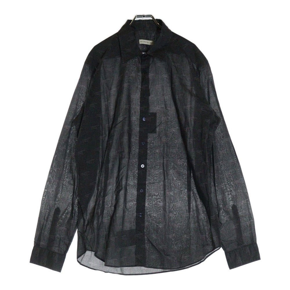 ETRO(エトロ) レオパード 豹 アニマル 総柄 プリント コットン ロングスリーブ 長袖シャツ グレー 191-13190-4735