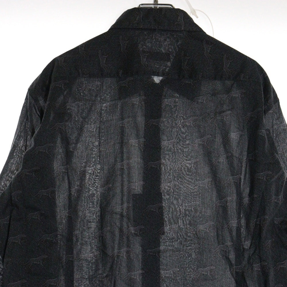 ETRO(エトロ) レオパード 豹 アニマル 総柄 プリント コットン ロングスリーブ 長袖シャツ グレー 191-13190-4735