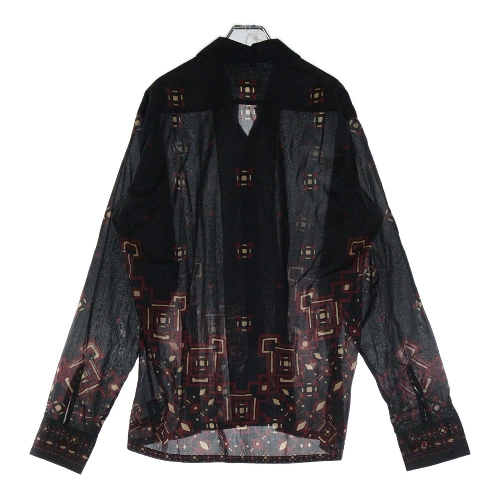 ETRO(エトロ) 幾何学総柄 プリント オープンカラー ロングスリーブ コットン 長袖シャツ ブラック 191-1K734-4748
