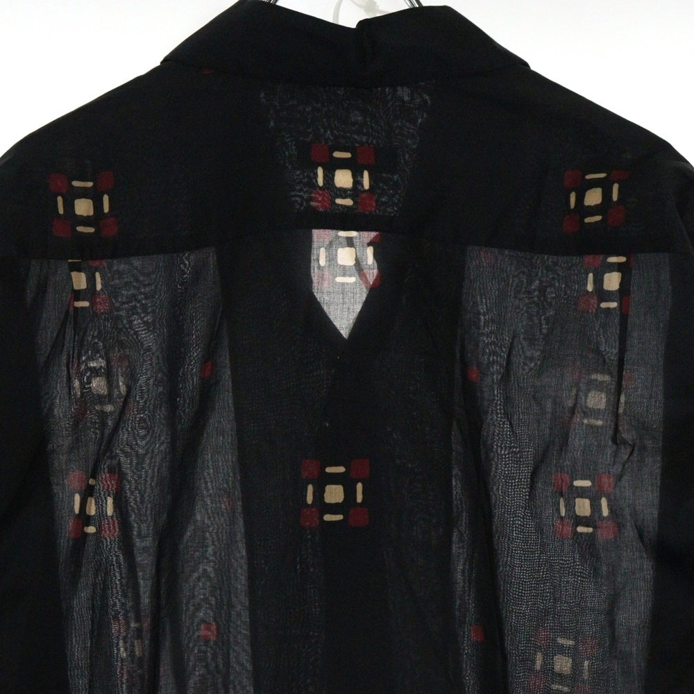 ETRO(エトロ) 幾何学総柄 プリント オープンカラー ロングスリーブ コットン 長袖シャツ ブラック 191-1K734-4748