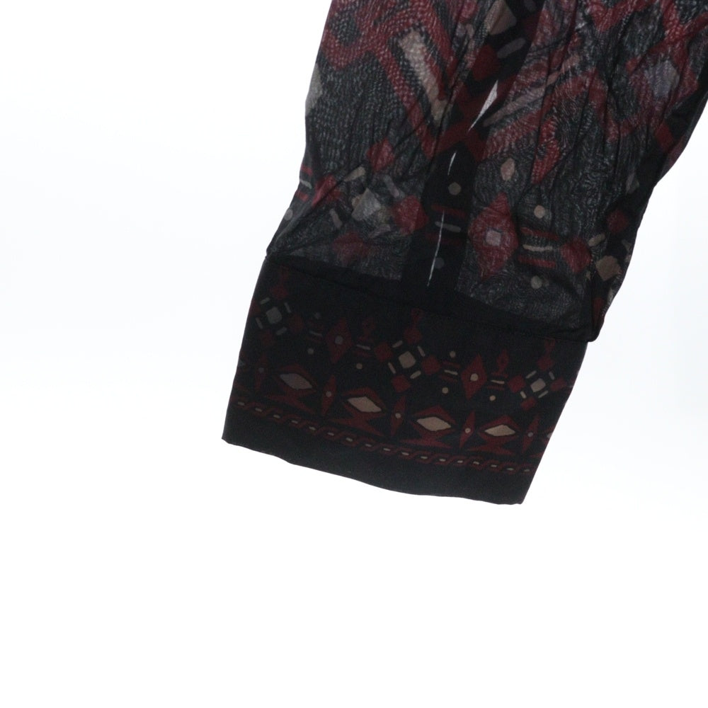 ETRO(エトロ) 幾何学総柄 プリント オープンカラー ロングスリーブ コットン 長袖シャツ ブラック 191-1K734-4748