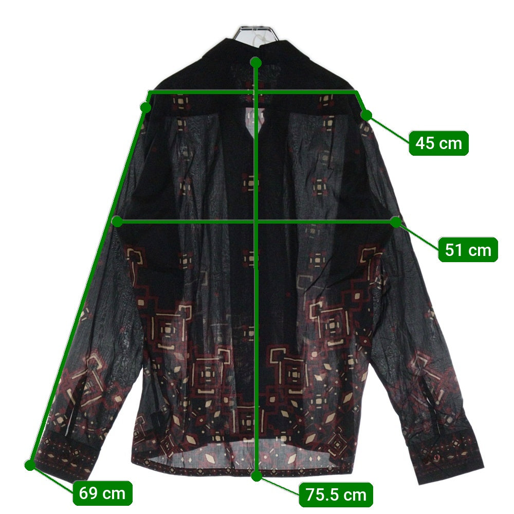 ETRO(エトロ) 幾何学総柄 プリント オープンカラー ロングスリーブ コットン 長袖シャツ ブラック 191-1K734-4748