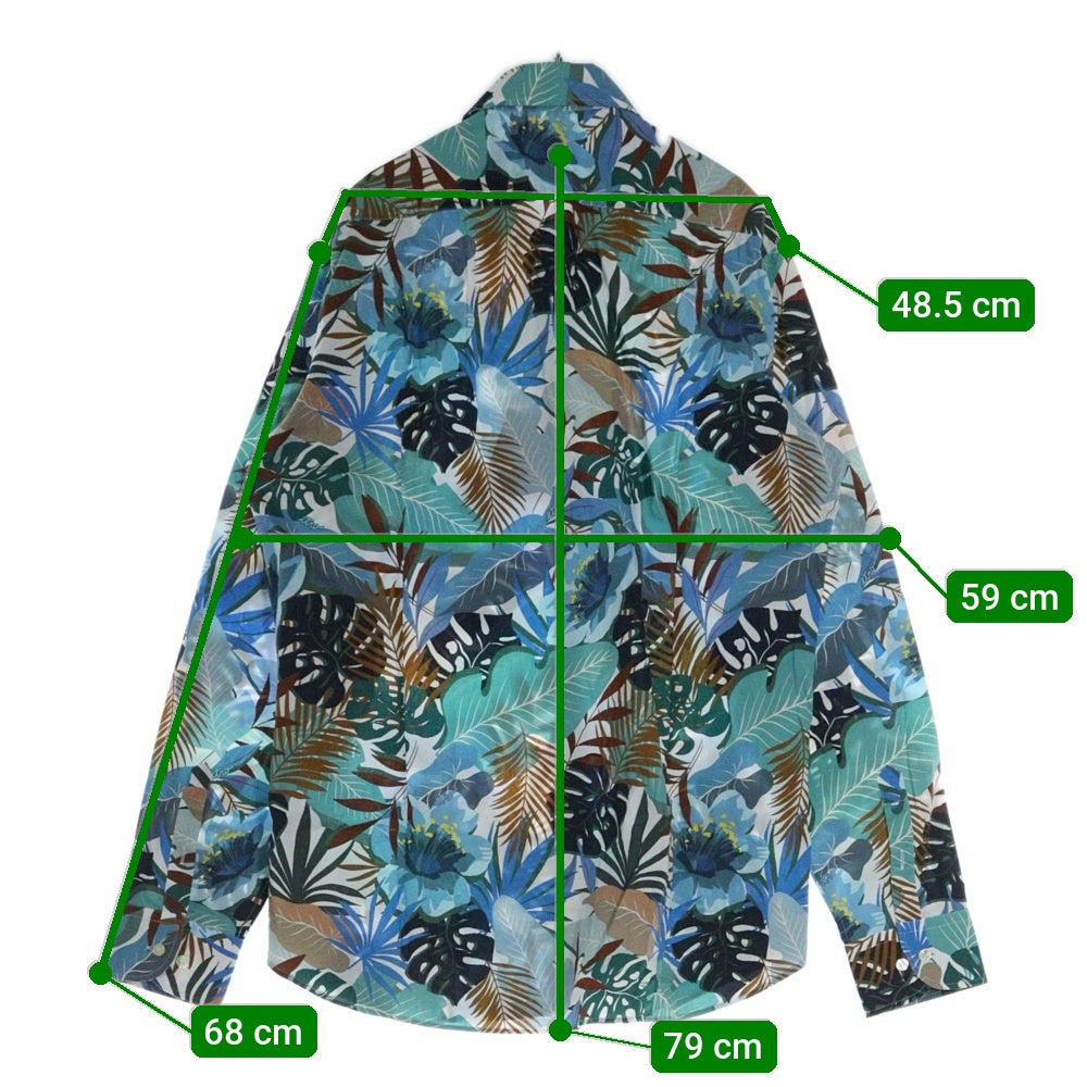ETRO(エトロ) ハワイアン アロハ 総柄プリント コットン ロングスリーブ 長袖シャツ ブルー 221-13190-4759