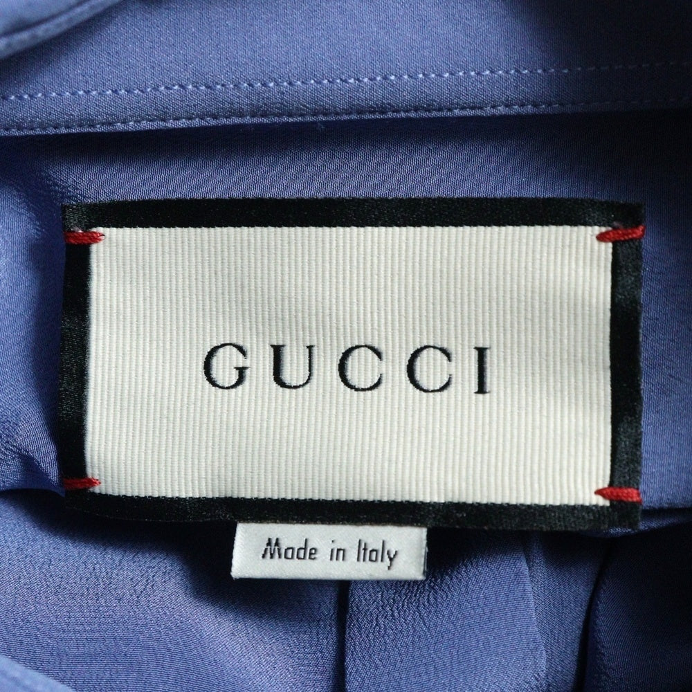 GUCCI(グッチ) シルク レギュラーカラー ロングスリーブ 長袖シャツ ブルー 615109