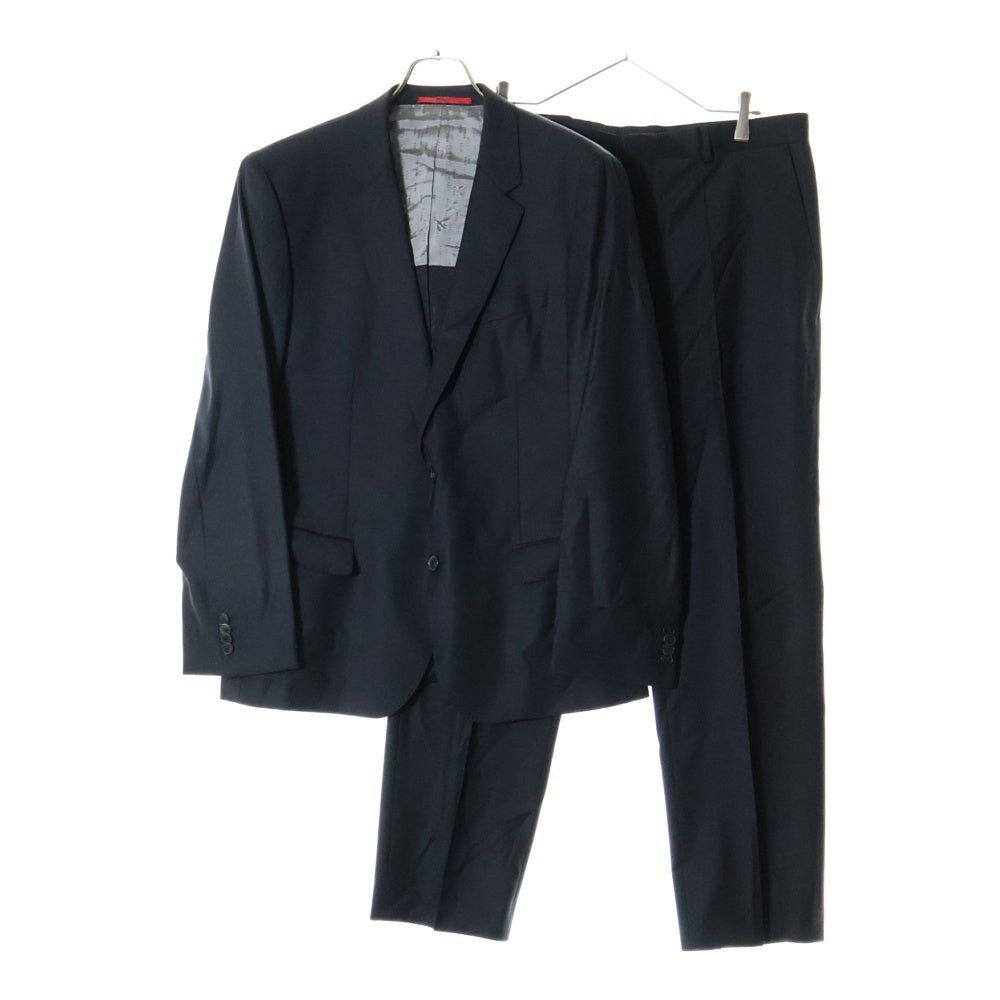 HUGO BOSS(ヒューゴボス) スーツセットアップ ウール 2B テーラードジャケット ノータック スラックスパンツ ブラック 10175609