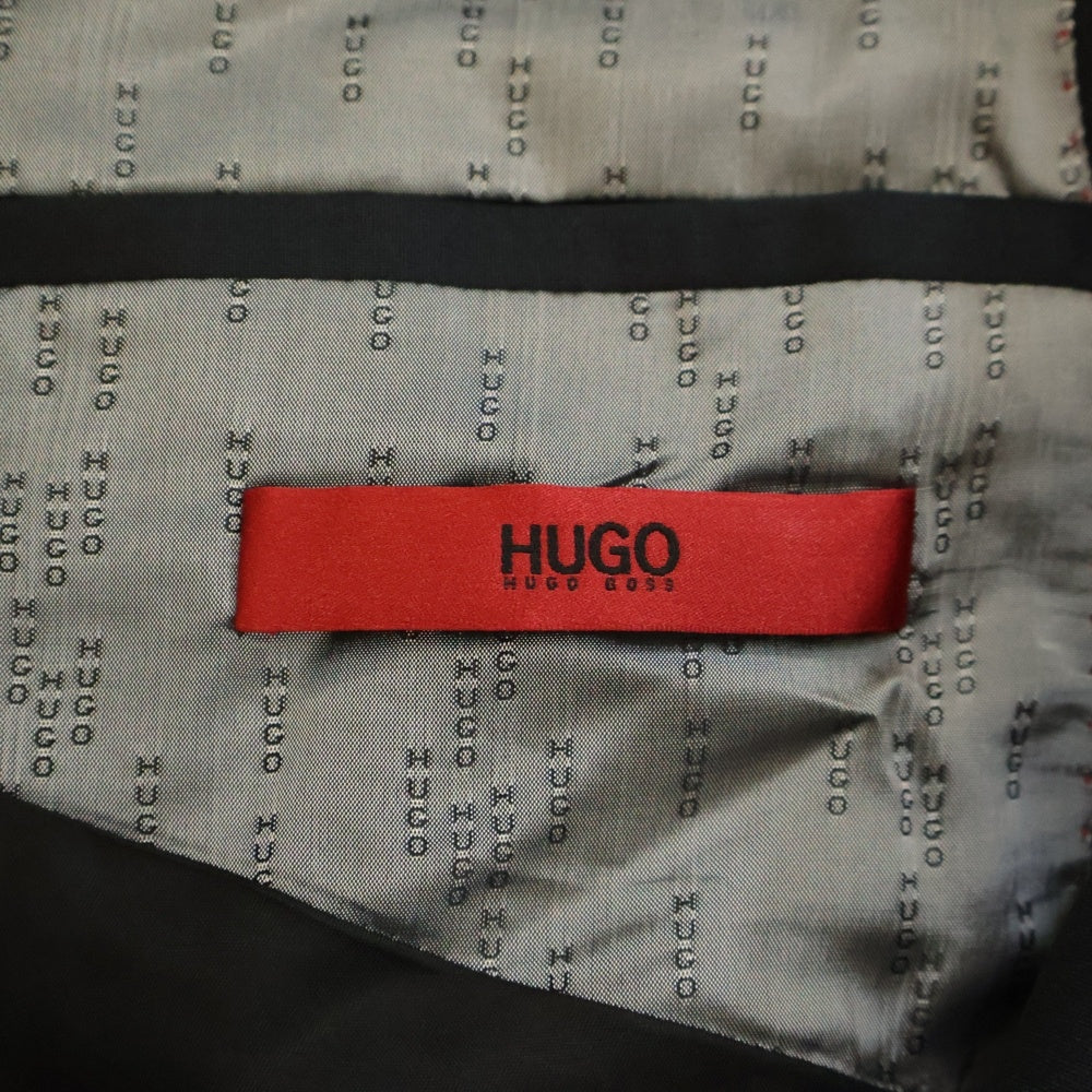 HUGO BOSS(ヒューゴボス) スーツセットアップ ウール 2B テーラードジャケット ノータック スラックスパンツ ブラック 10175609