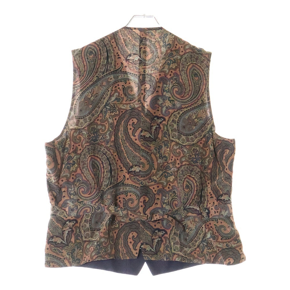 ETRO(エトロ) 3ピース セットアップスーツ ストライプ 総柄 異素材 切り替え ウール 2Bテーラードジャケット ベスト ノータック スラックスパンツ ネイビー 192-1A300-0113