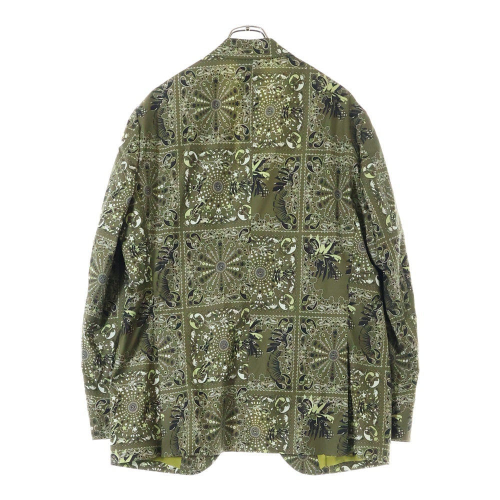 ETRO(エトロ) セットアップスーツ カメレオン ペイズリー総柄 2B テーラードジャケット ノータック スラックスパンツ カーキ/グリーン 1J820