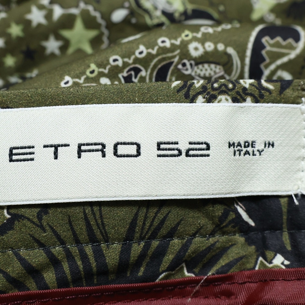 ETRO(エトロ) セットアップスーツ カメレオン ペイズリー総柄 2B テーラードジャケット ノータック スラックスパンツ カーキ/グリーン 1J820