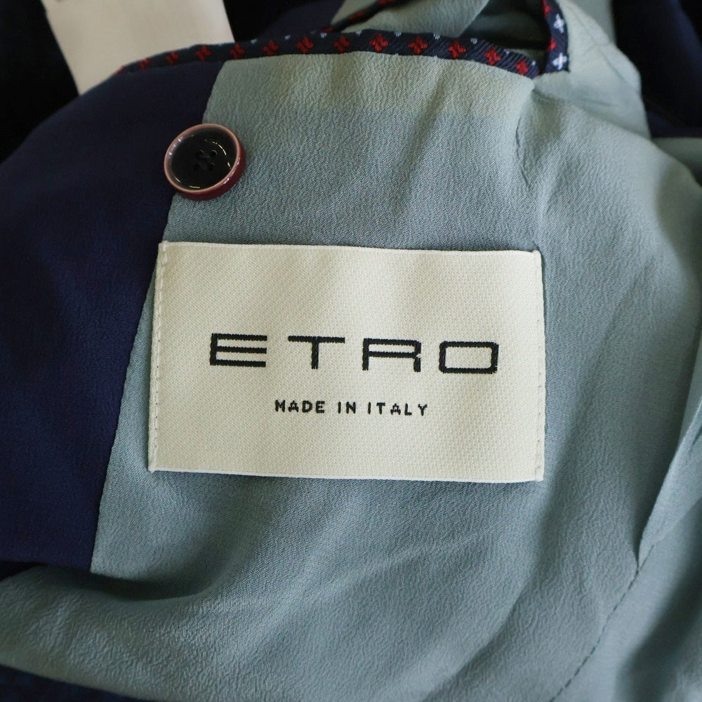 ETRO(エトロ) 20SS セットアップスーツ ペイズリー総柄 ウール 2B テーラードジャケット ノータック スラックスパンツ ネイビー 201-10835-4001