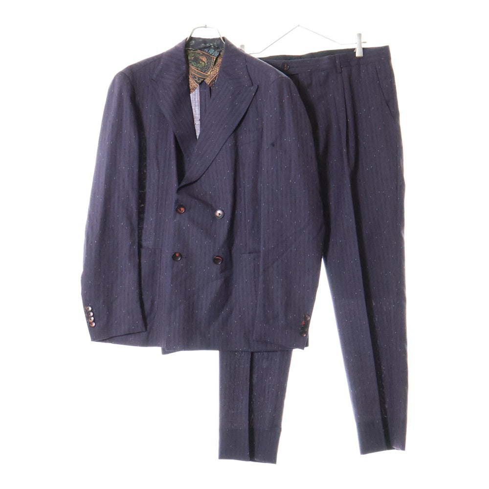 ETRO(エトロ) 19SS セットアップスーツ ストライプ総柄 ウール 4B ダブルブレスト ピークドラペル テーラードジャケット 1タックスラックスパンツ 191-1A100-1140