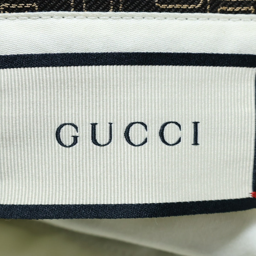 GUCCI(グッチ) スーツ 総柄 テーラードジャケット スラックスパンツ セットアップ ブラウン×ベージュ ウール 50 742U19