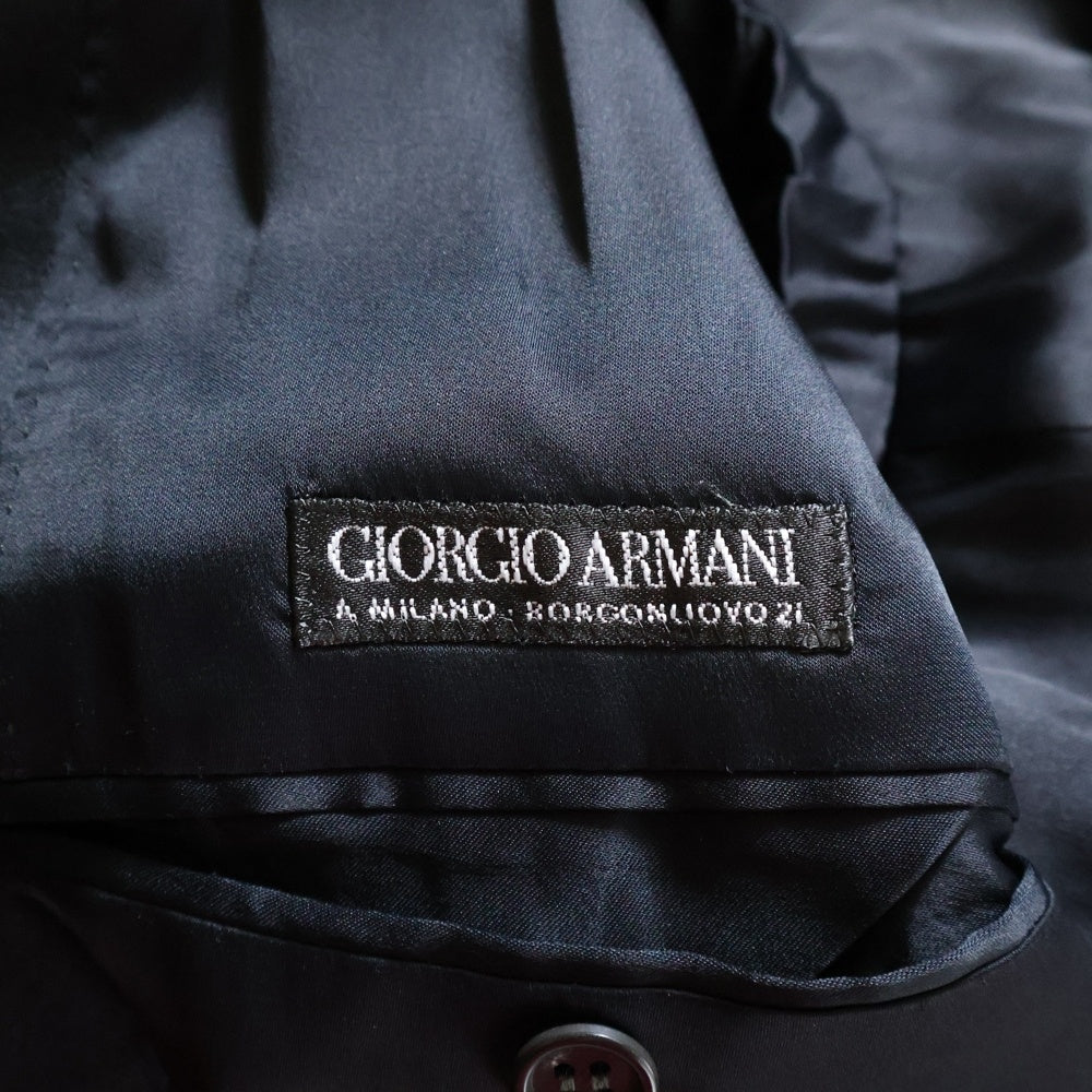 GIORGIO ARMANI(ジョルジオアルマーニ) セットアップ タキシードスーツ ウールショールカラー ダブルブレスト 2B テーラード スモーキングジャケット 2タック サイドライン スラックスパンツ 721920