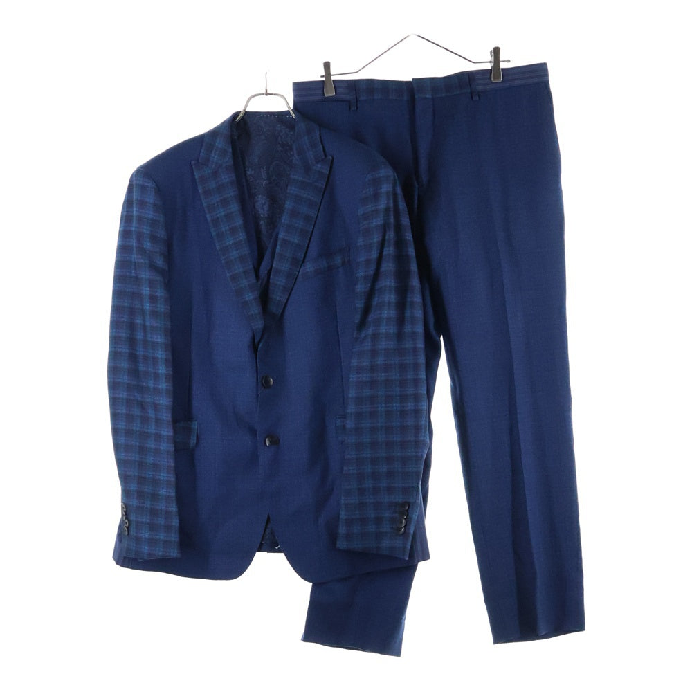 ETRO(エトロ) 20AW 3ピース セットアップスーツ ペイズリー総柄 ウール 2B テーラードジャケット ノーカラーベスト ノータックスラックスパンツ ネイビー 202-1A415-5514