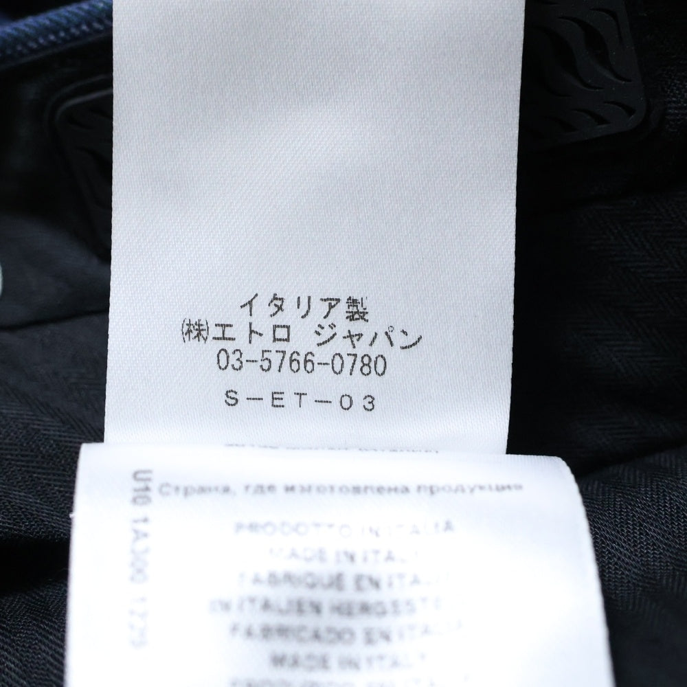 ETRO(エトロ) 20AW 3ピース セットアップスーツ ペイズリー総柄 ウール 2B テーラードジャケット ノーカラーベスト ノータックスラックスパンツ ネイビー 202-1A415-5514