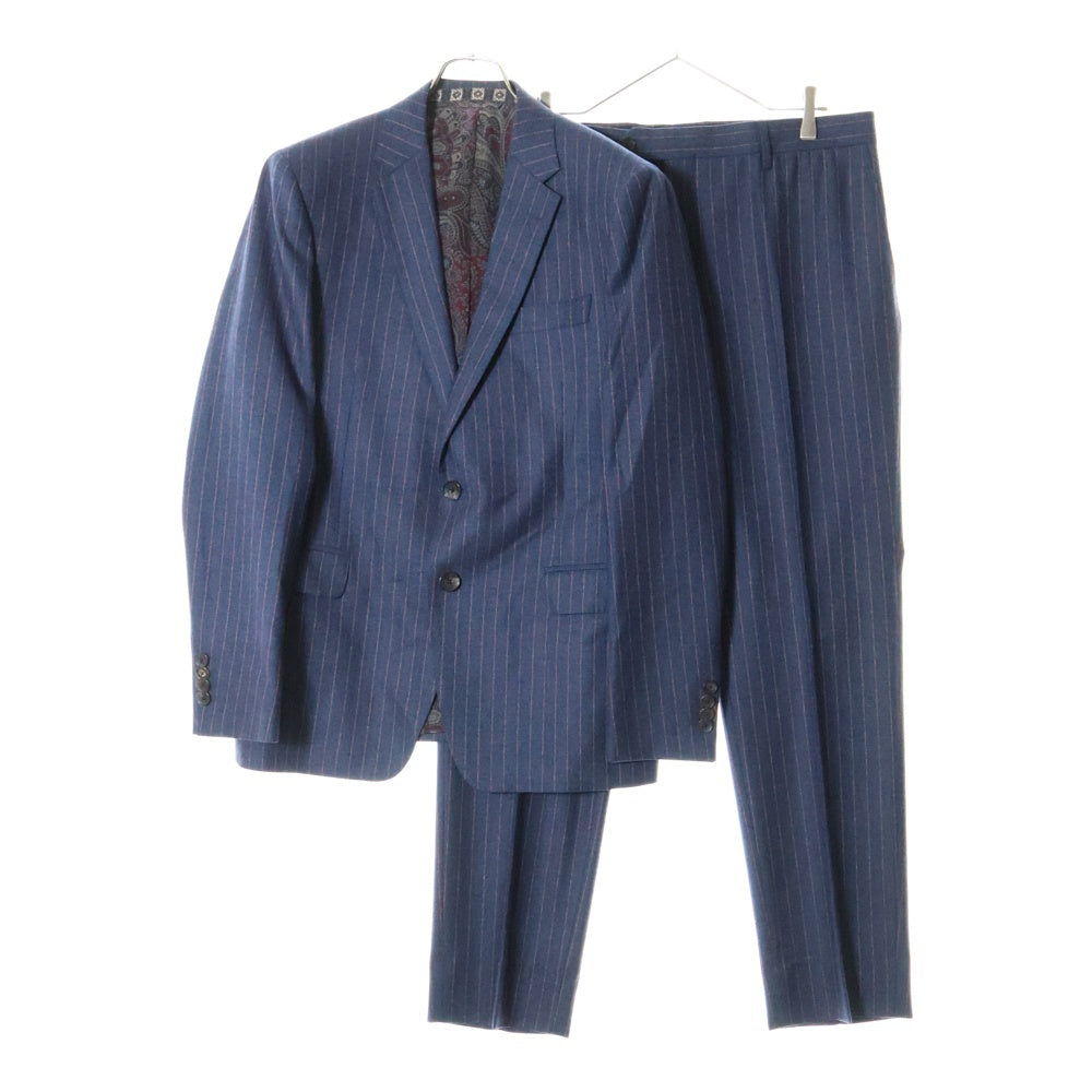 ETRO(エトロ) 20AW セットアップスーツ ストライプ総柄 カシミヤ混 ウール 2B テーラードジャケット ノータック スラックスパンツ ネイビー/レッド 202-1A940-0074
