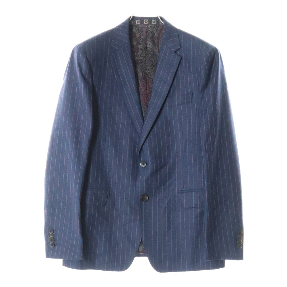ETRO(エトロ) 20AW セットアップスーツ ストライプ総柄 カシミヤ混 ウール 2B テーラードジャケット ノータック スラックスパンツ ネイビー/レッド 202-1A940-0074