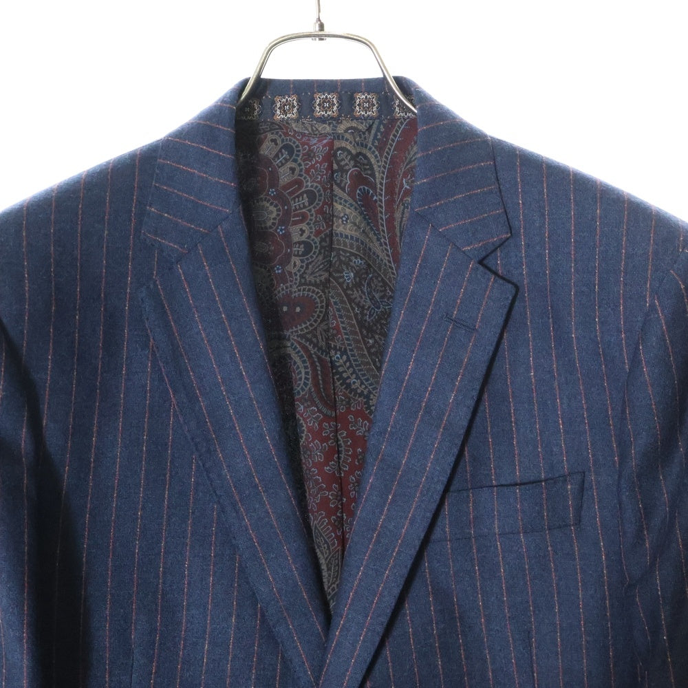ETRO(エトロ) 20AW セットアップスーツ ストライプ総柄 カシミヤ混 ウール 2B テーラードジャケット ノータック スラックスパンツ ネイビー/レッド 202-1A940-0074