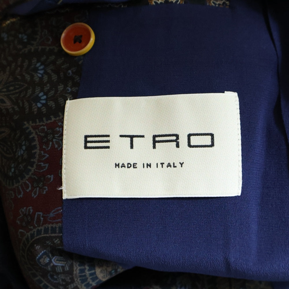 ETRO(エトロ) 20AW セットアップスーツ ストライプ総柄 カシミヤ混 ウール 2B テーラードジャケット ノータック スラックスパンツ ネイビー/レッド 202-1A940-0074