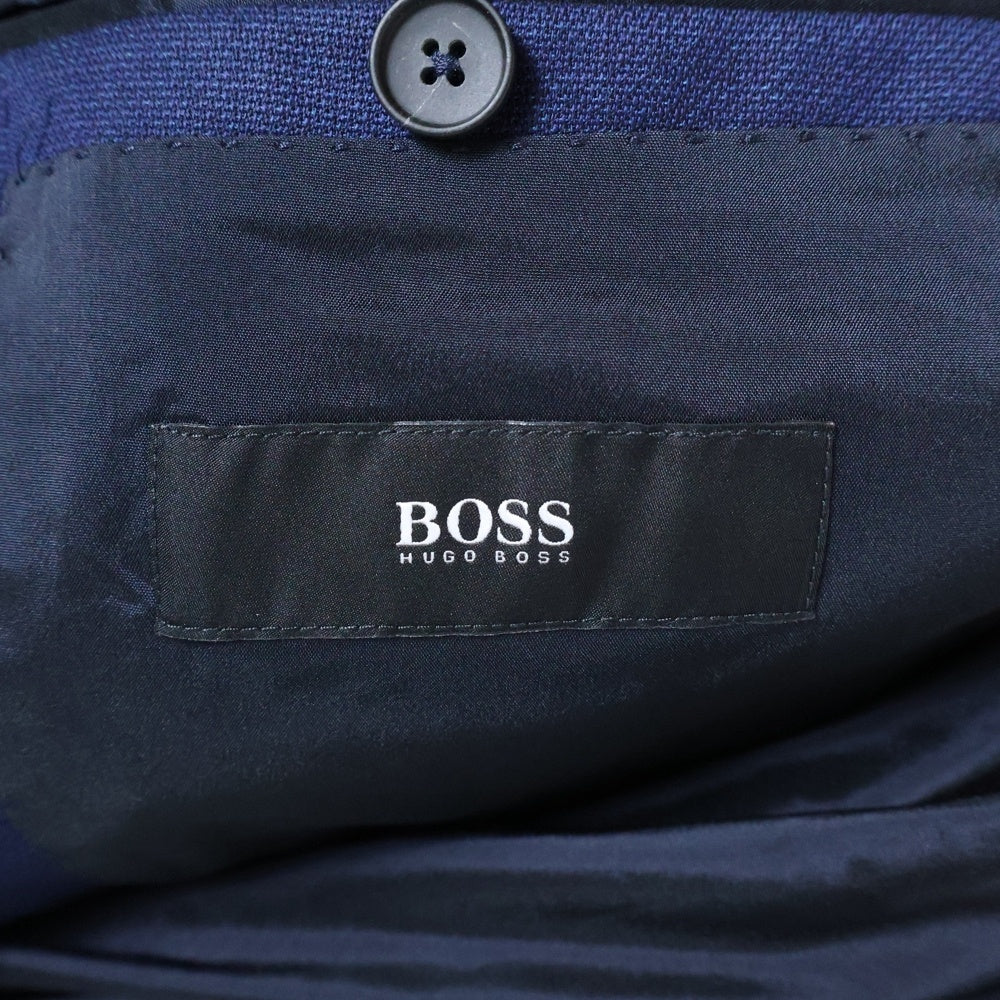BOSS(ボス) 3ピースセットアップスーツ ウール 2Bテーラードジャケット 4B ベスト ノータック スラックスパンツ ネイビー 10216152