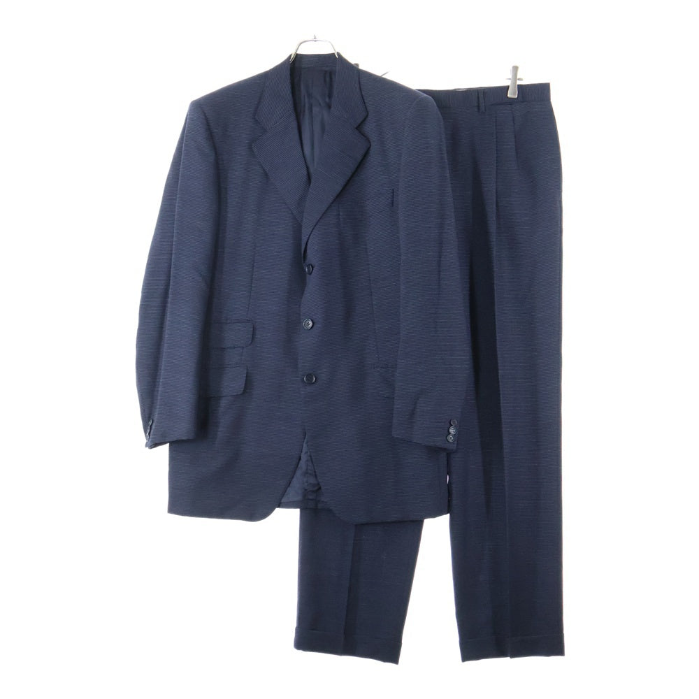 ETRO(エトロ) セットアップスーツ ボーダー総柄 ウール 3B テーラードジャケット 2タック スラックスパンツ ネイビー