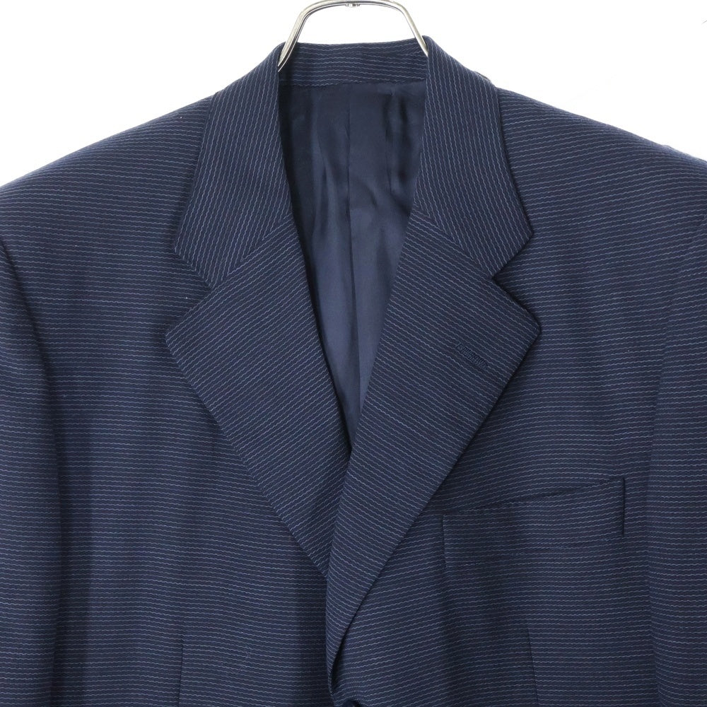 ETRO(エトロ) セットアップスーツ ボーダー総柄 ウール 3B テーラードジャケット 2タック スラックスパンツ ネイビー
