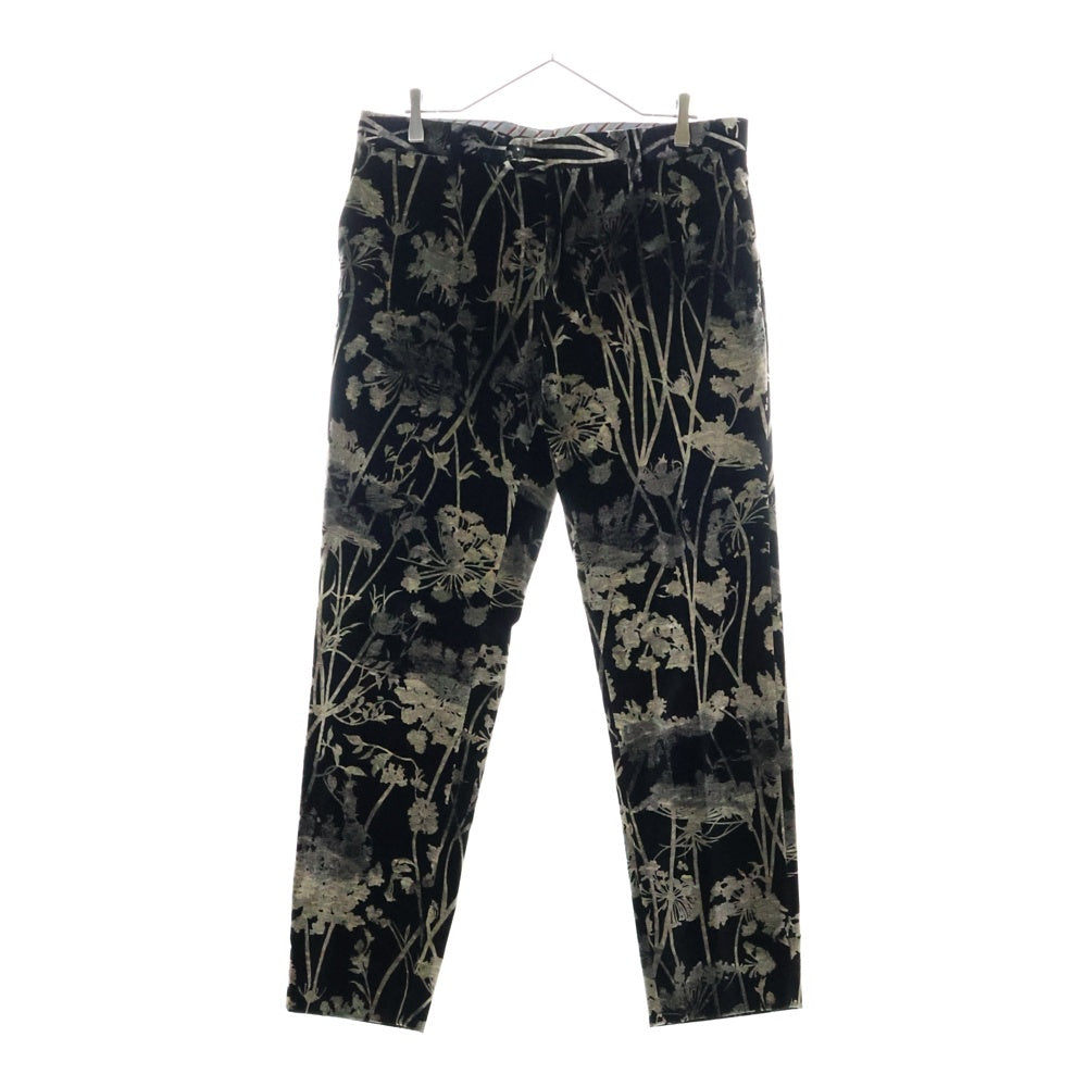 ETRO(エトロ) 19AW 彼岸花 フラワー総柄 ベルベット ベロア スラックスパンツ トラウザーズ ブラック 192-1P410-5494