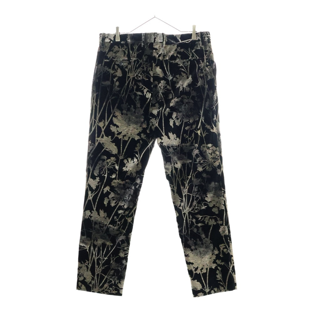 ETRO(エトロ) 19AW 彼岸花 フラワー総柄 ベルベット ベロア スラックスパンツ トラウザーズ ブラック 192-1P410-5494
