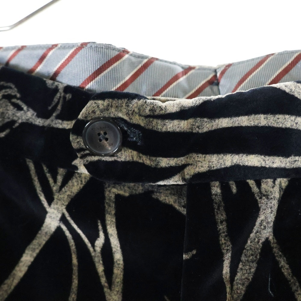 ETRO(エトロ) 19AW 彼岸花 フラワー総柄 ベルベット ベロア スラックスパンツ トラウザーズ ブラック 192-1P410-5494