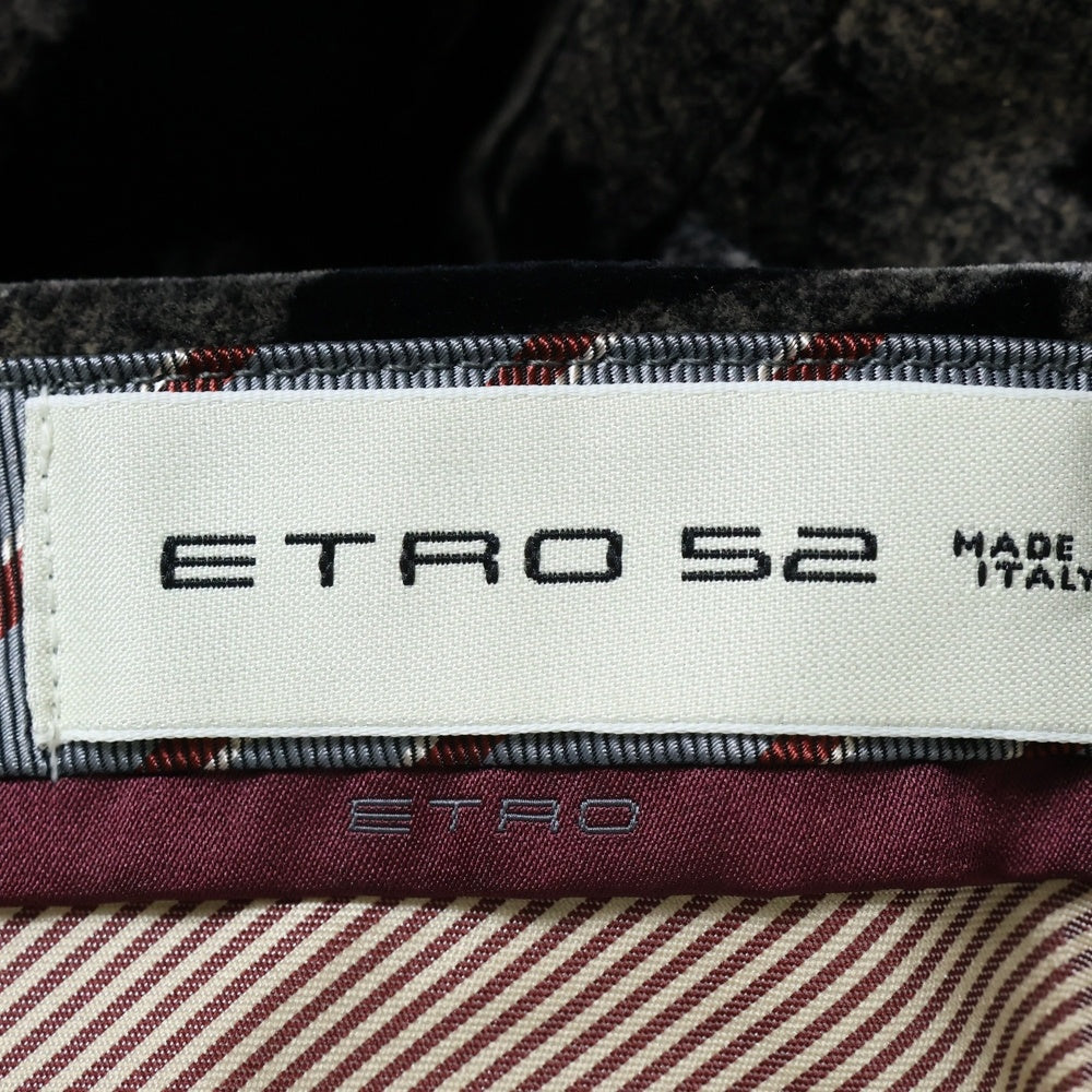 ETRO(エトロ) 19AW 彼岸花 フラワー総柄 ベルベット ベロア スラックスパンツ トラウザーズ ブラック 192-1P410-5494