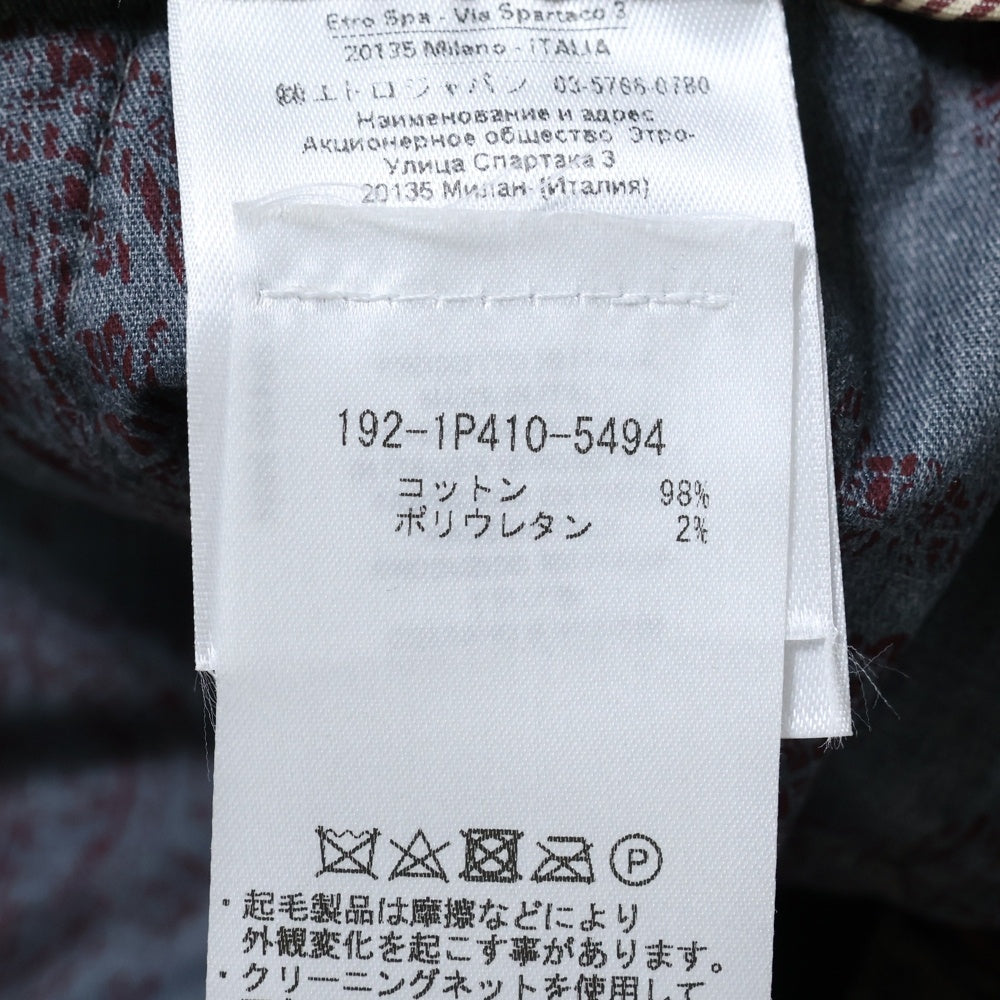 ETRO(エトロ) 19AW 彼岸花 フラワー総柄 ベルベット ベロア スラックスパンツ トラウザーズ ブラック 192-1P410-5494