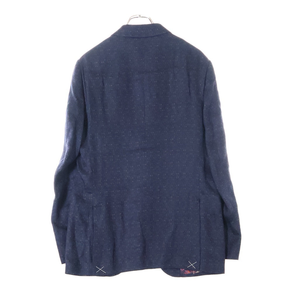 ETRO(エトロ) 19SS セットアップスーツ 幾何学総柄 リネン 2B テーラードジャケット ノータック スラックスパンツ ネイビー U19-1J820-6739