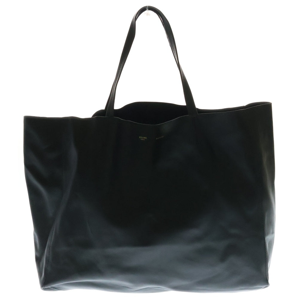 CELINE(セリーヌ) ホリゾンタルカバ トートバッグ ハンドバッグ ブラック ゴールド金具 レザー