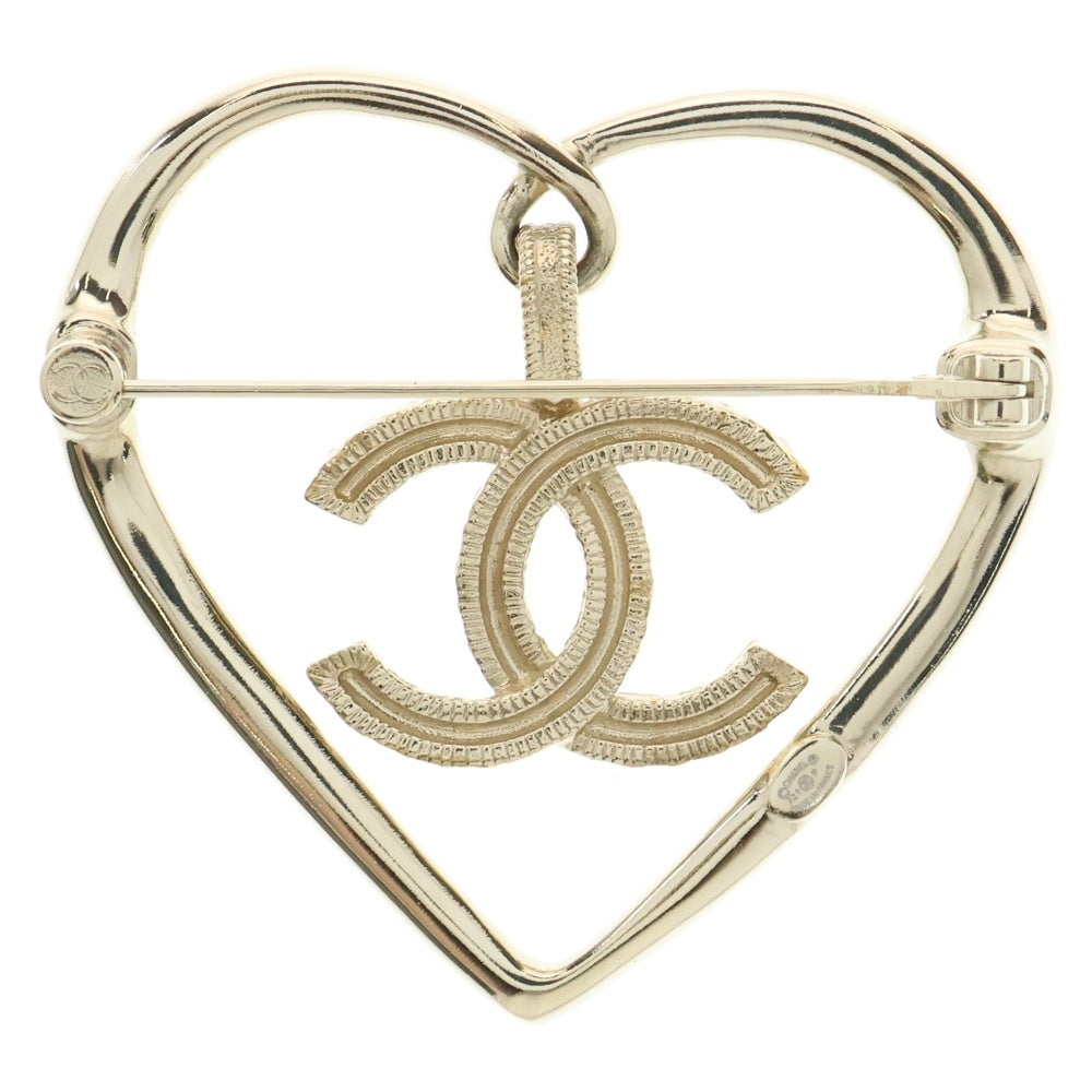CHANEL(シャネル) ココマーク ハート ラインストーン ブローチ ゴールド GP A21P アクセサリー