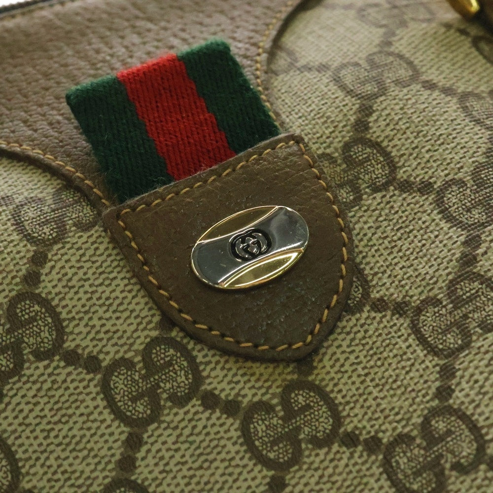 GUCCI(グッチ) ミニボストンバック ハンドバッグ ブラウン×ベージュ ゴールド金具 GGキャンバス×レザー 111.02.007