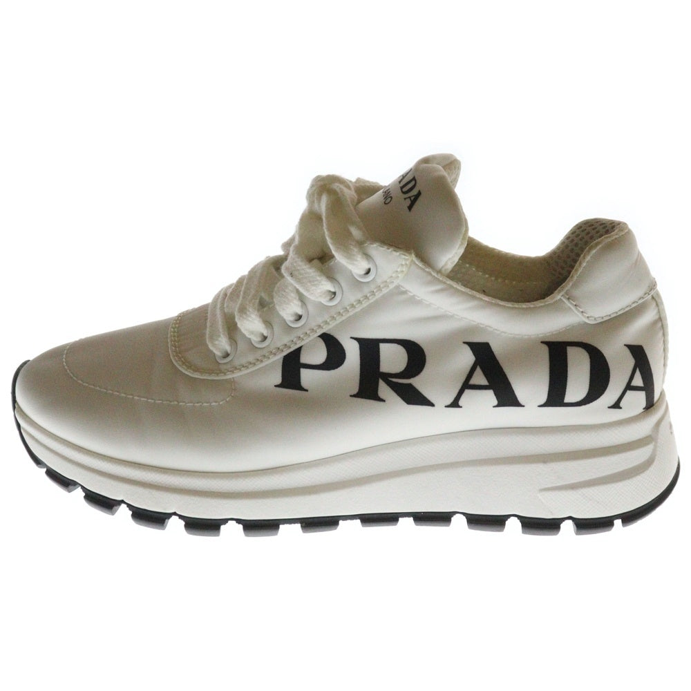 PRADA(プラダ) ナイロン ロゴプリント レースアップ ローカットスニーカー シューズ ホワイト 1E552L