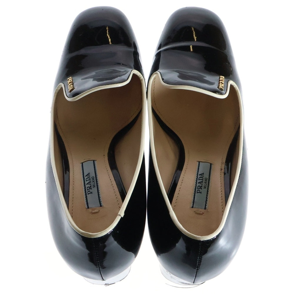 PRADA(プラダ) ロゴプレート パテントレザー ヒール パンプス シューズ ブラック レディース