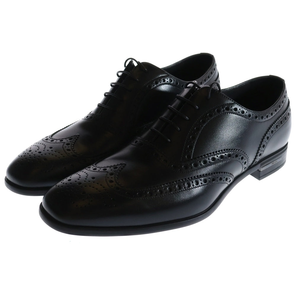 PRADA(プラダ) ウィングチップ レースアップ レザー ビジネス ドレスシューズ ブラック 2EC121