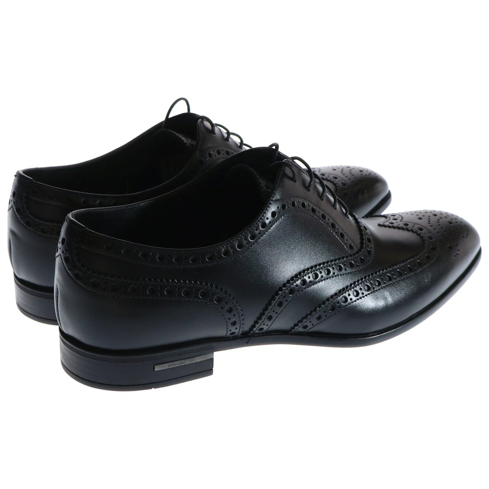 PRADA(プラダ) ウィングチップ レースアップ レザー ビジネス ドレスシューズ ブラック 2EC121