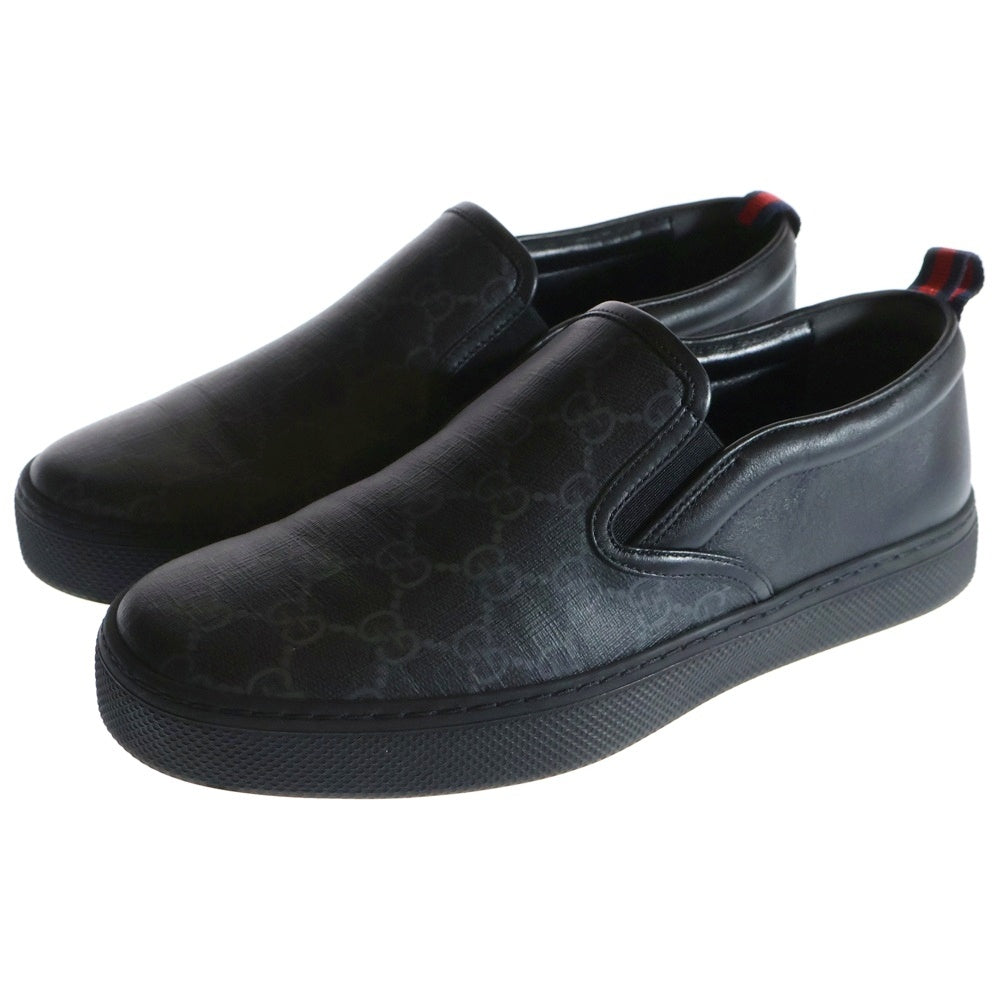 GUCCI(グッチ) GGスプリーム PVC レザー ローカットシューズ スリッポン スニーカー ブラック 407362