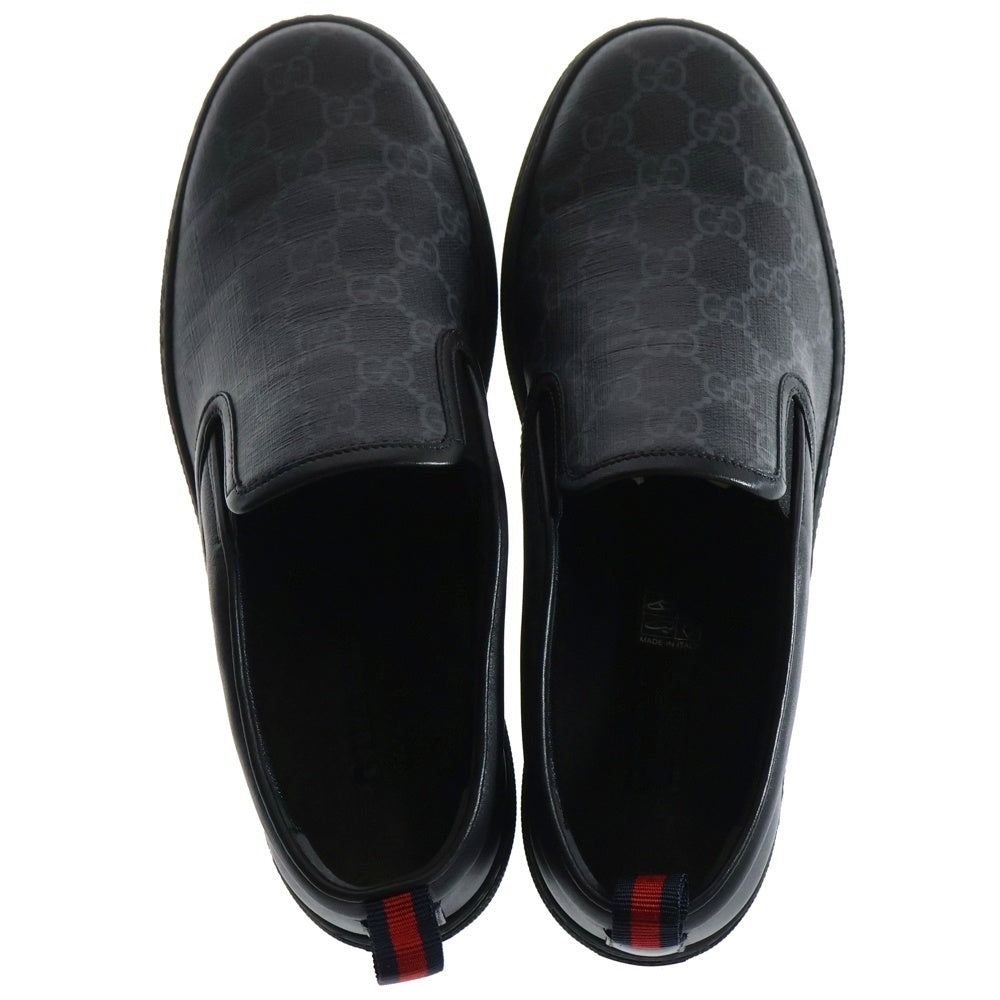 GUCCI(グッチ) GGスプリーム PVC レザー ローカットシューズ スリッポン スニーカー ブラック 407362