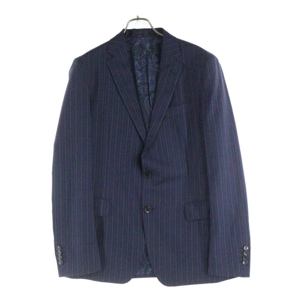 ETRO(エトロ) 19AW セットアップスーツ ストライプ総柄 ウール2B テーラードジャケット ノータック スラックスパンツ ネイビー 192-1A940-0130