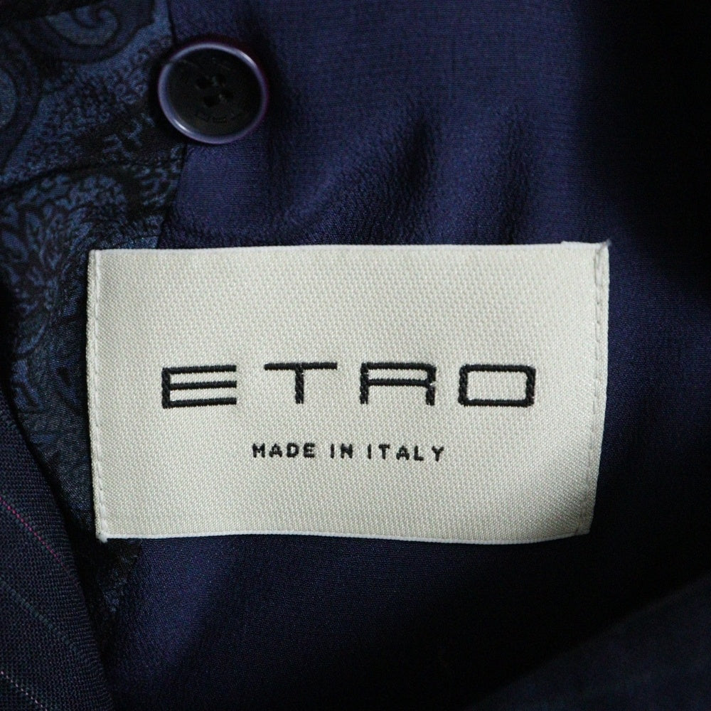 ETRO(エトロ) 19AW セットアップスーツ ストライプ総柄 ウール2B テーラードジャケット ノータック スラックスパンツ ネイビー 192-1A940-0130