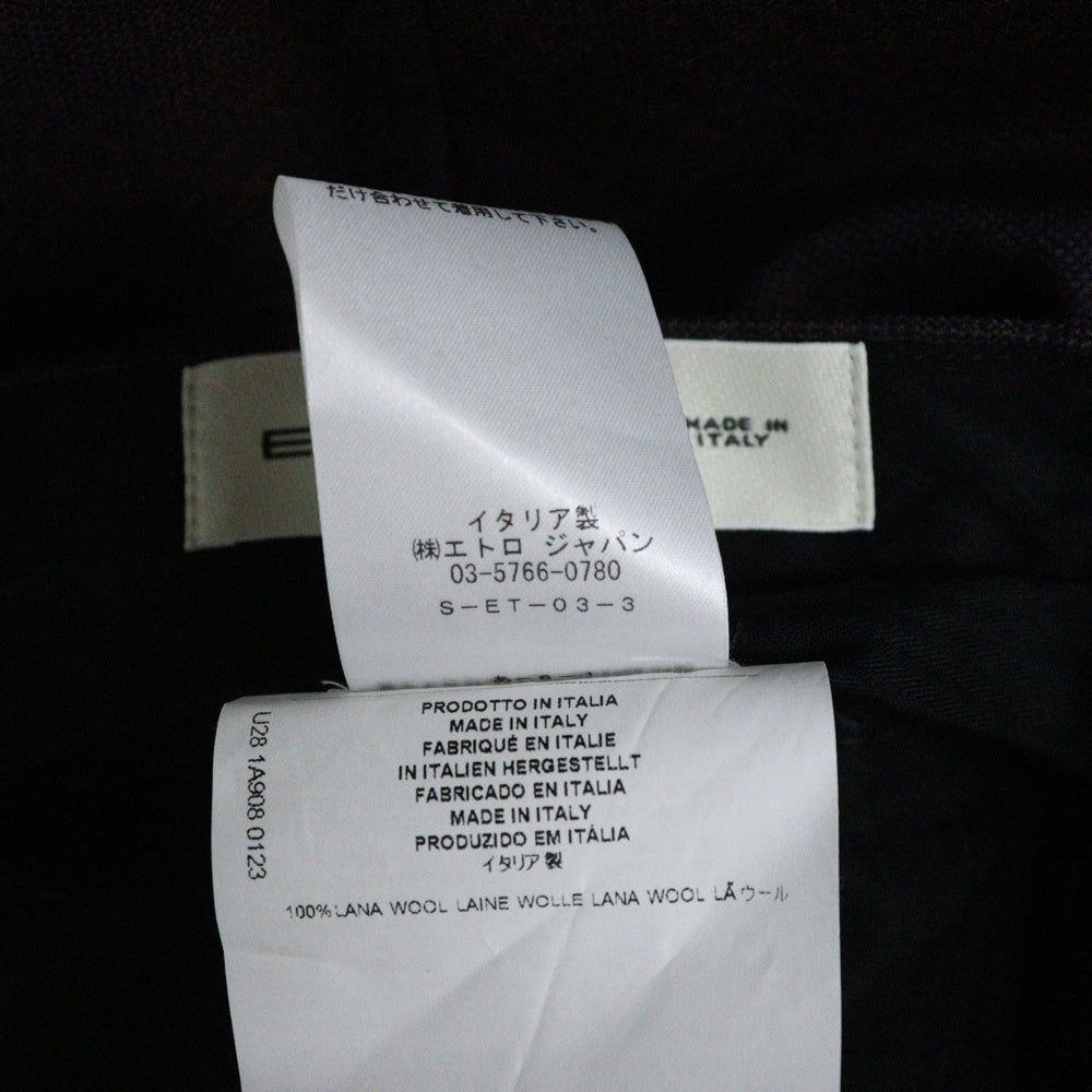 ETRO(エトロ) 18AW セットアップスーツ 裏地 ペイズリー総柄 ウール 2B テーラードジャケット ノータックスラックスパンツ バーガンディー 182-1A908-0123