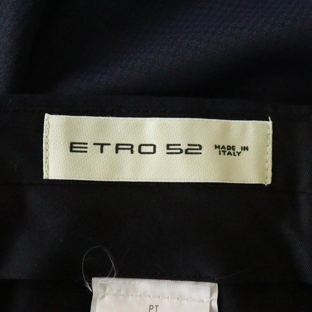 ETRO(エトロ) 20SS セットアップスーツ ガンクラブチェック 裏地ペイズリー総柄 ウール 2B テーラードジャケット ノータック スラックスパンツ ネイビー 201-1A400-1286